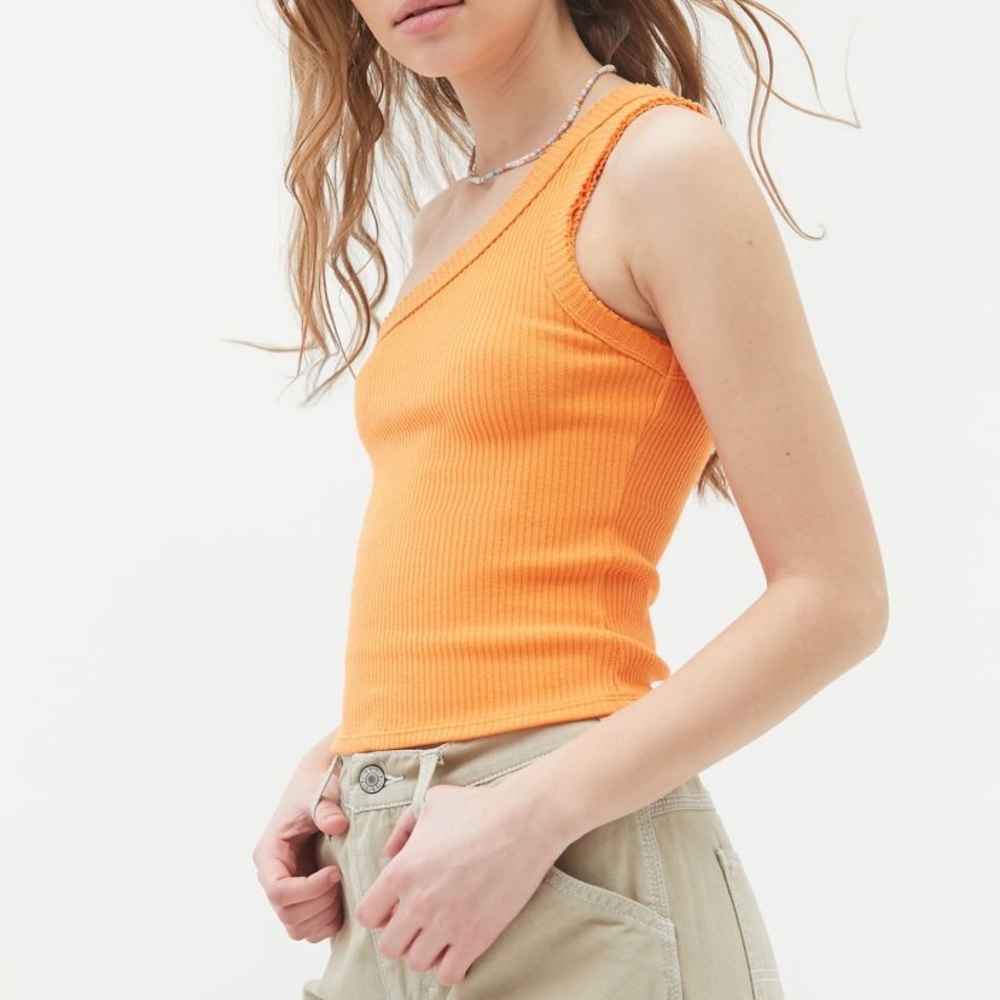 UO One shoulder rib top in blue